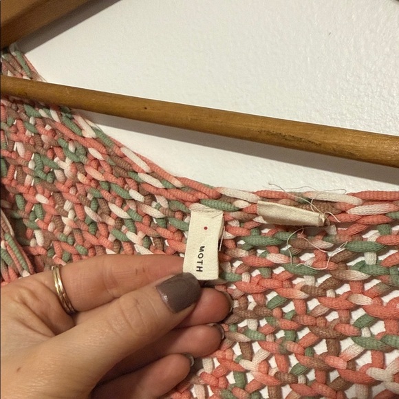 Moth Anthropologie Womens Salina Loose Crochet Knit Boxy Bell Sleeve Sweater M - Picture 12 of 14